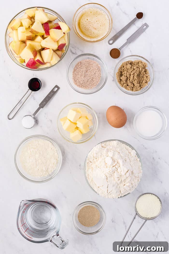 Ingredients for making Apple Cinnamon Star Bread