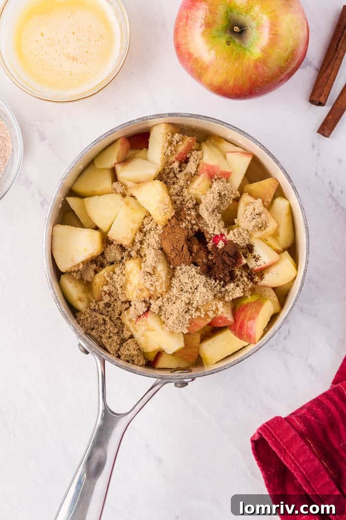 Cooking the apple cinnamon filling to perfection