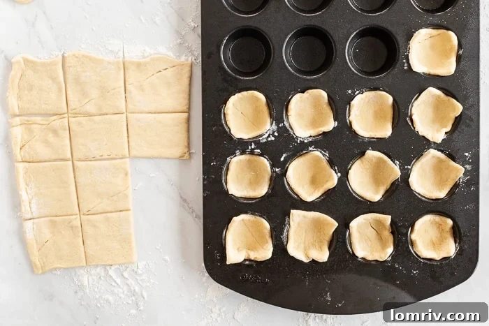 Filling puff pastry with spinach artichoke dip