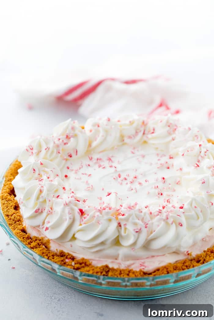 No-Bake Peppermint White Chocolate Cheesecake, perfect for holidays