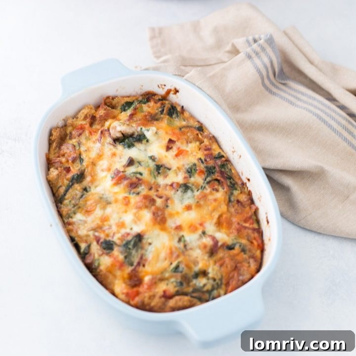 Hearty Breakfast Casserole with golden brown top