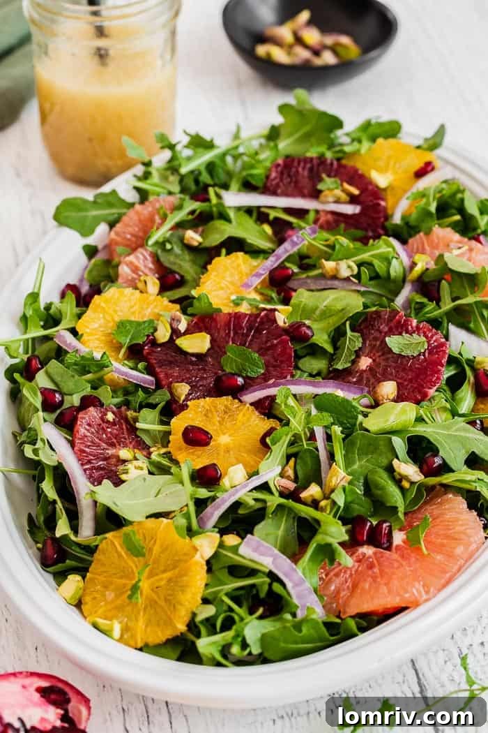 Styled Winter Citrus Salad with all components