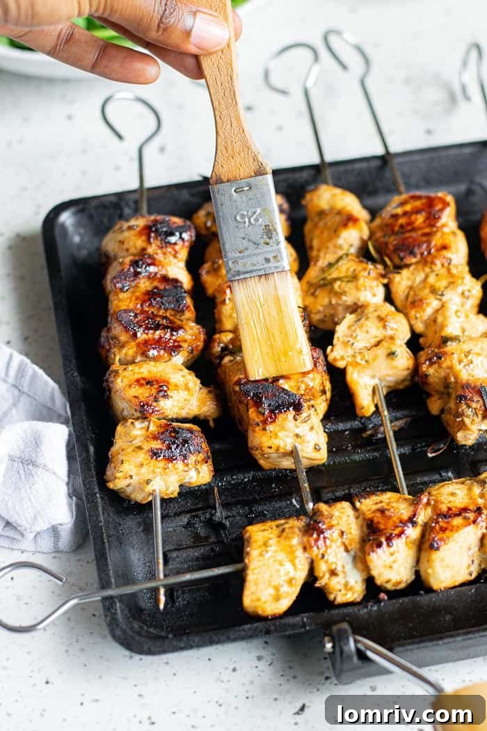 Close-up of Marinated Chicken Chunks for Souvlaki