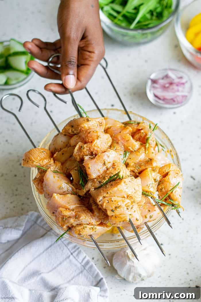 Fresh Greek Chicken Souvlaki Salad Bowl with Dressing