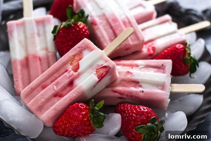 Strawberry Cream Popsicles for Summer