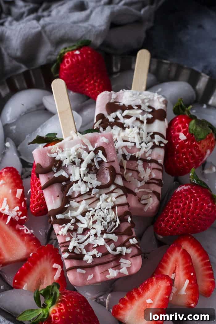 Homemade Strawberry Cream Popsicles