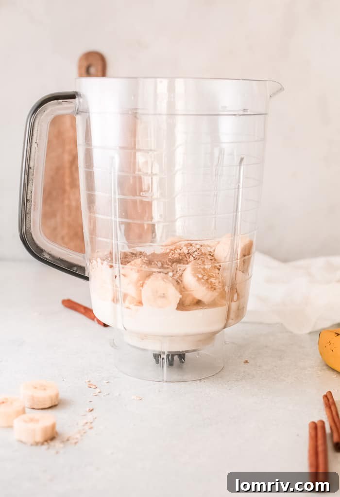 Multiple Banana Bread Smoothies in glasses, ready to be served