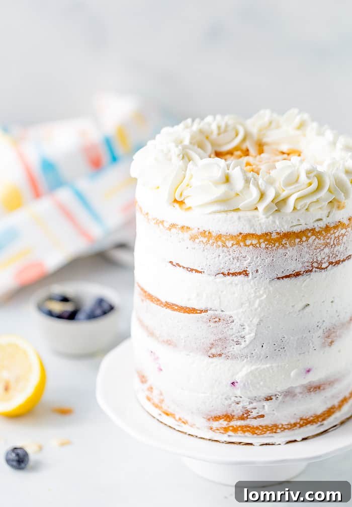 Coconut Blueberry Layer Cake - Fluffy coconut cake layers, sweet blueberry compote, and whipped coconut frosting. Perfect for spring and summer.