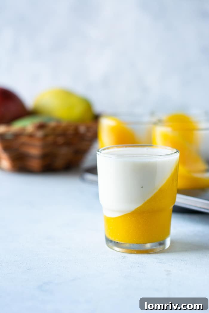 Preparing the cream layer for Mango Panna Cotta