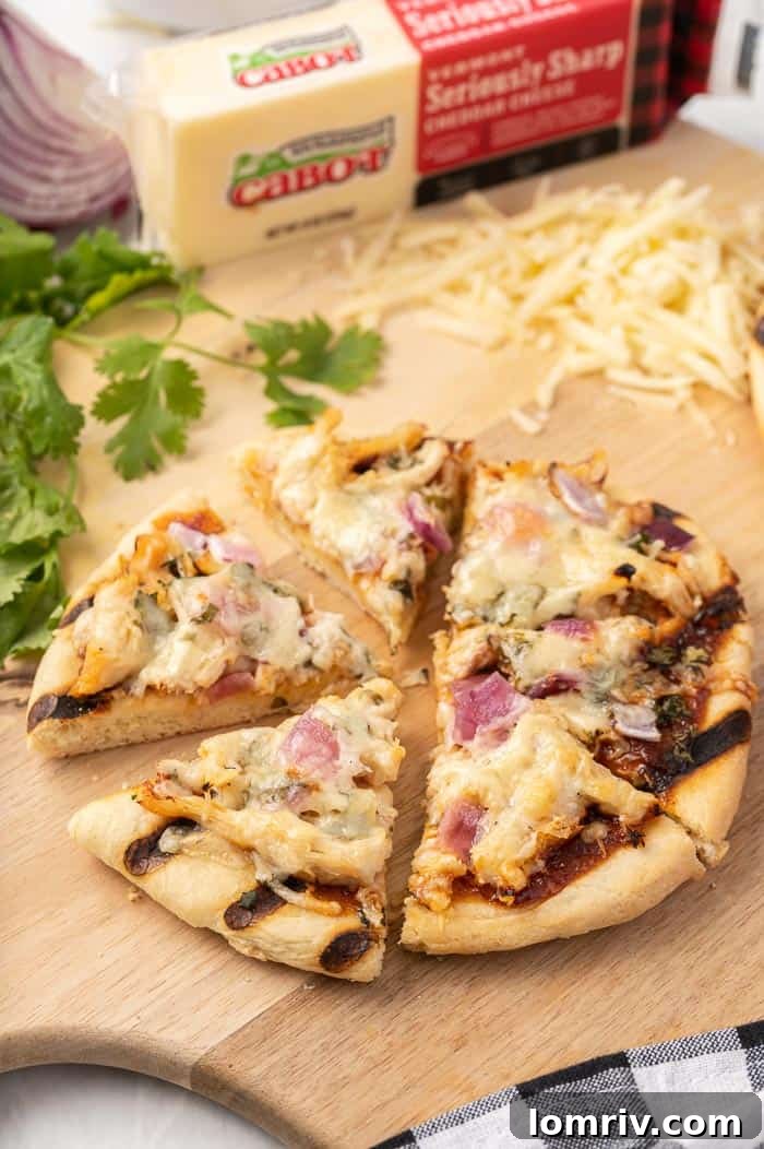 Finished Grilled BBQ Chicken Pizza Ready to Serve