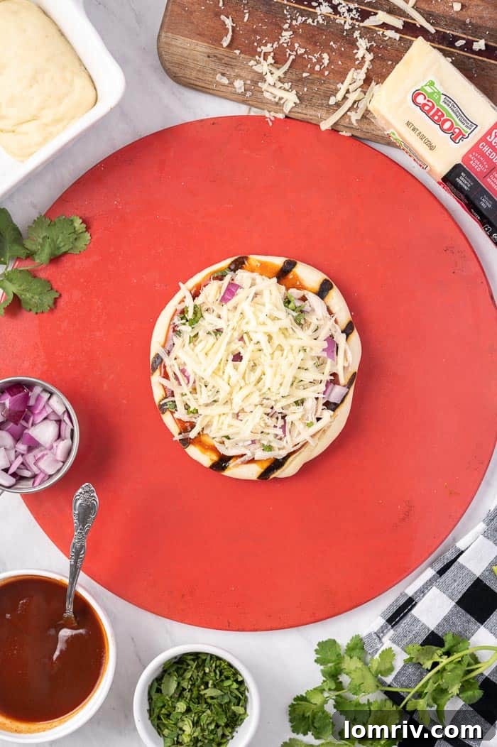Generous Cheese Topping for Grilled BBQ Chicken Pizza