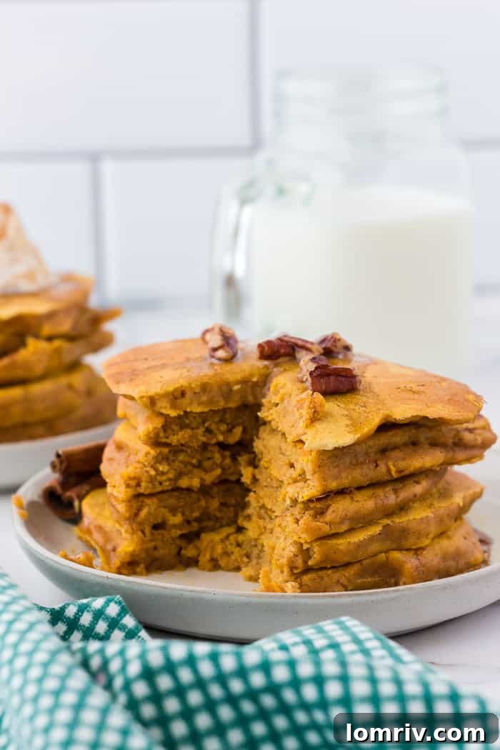 Pumpkin Pancakes Stack with Syrup