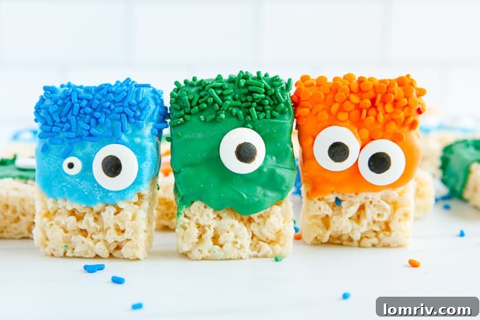 Monster Rice Krispie Treats close-up