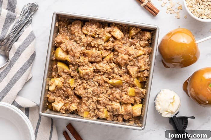 Caramel Apple Crisp Served in Mason Jar