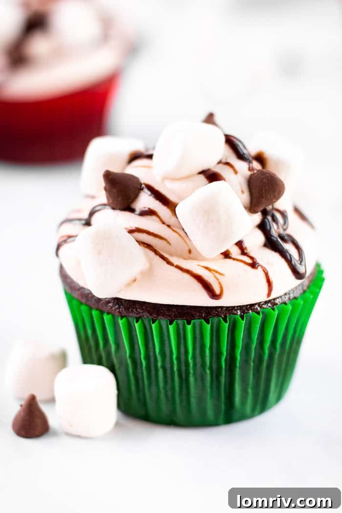 Hot Cocoa Chocolate Cupcakes