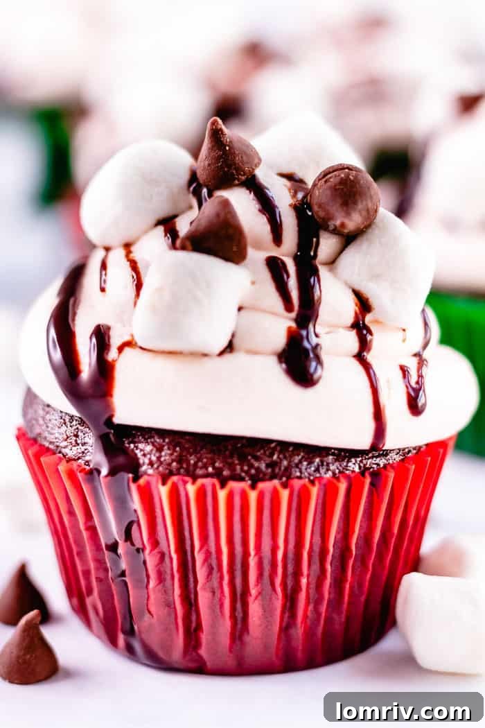 Hot Cocoa Chocolate Cupcakes