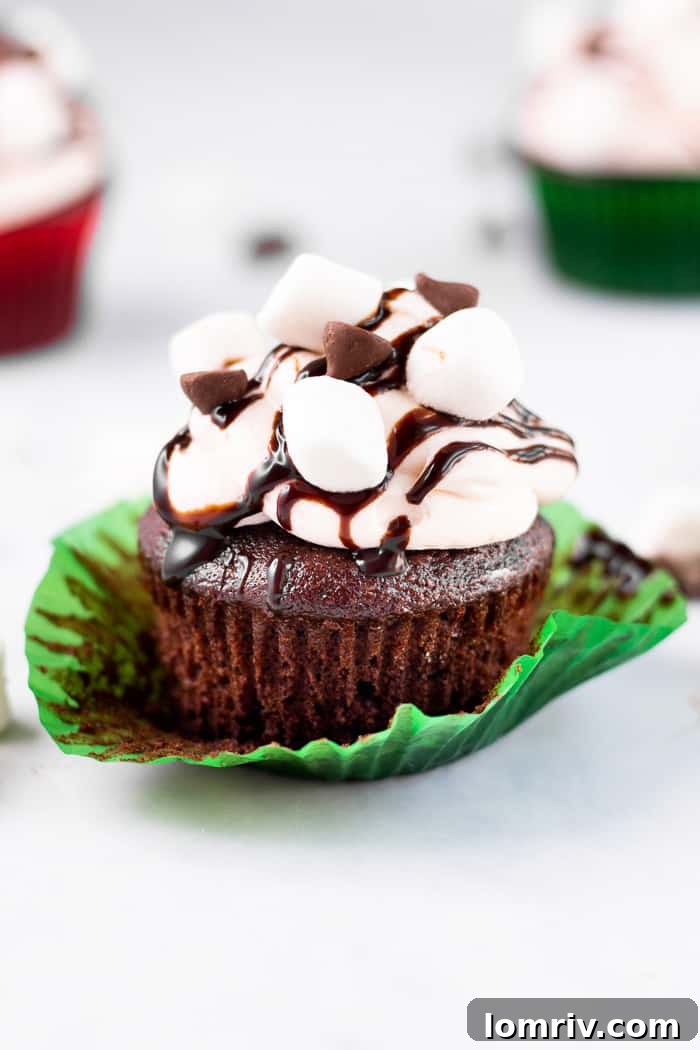 Hot Cocoa Chocolate Cupcakes