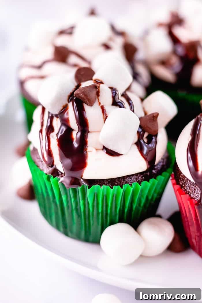 Hot Cocoa Chocolate Cupcakes