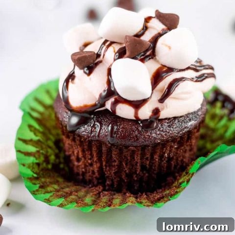 Hot Cocoa Chocolate Cupcakes