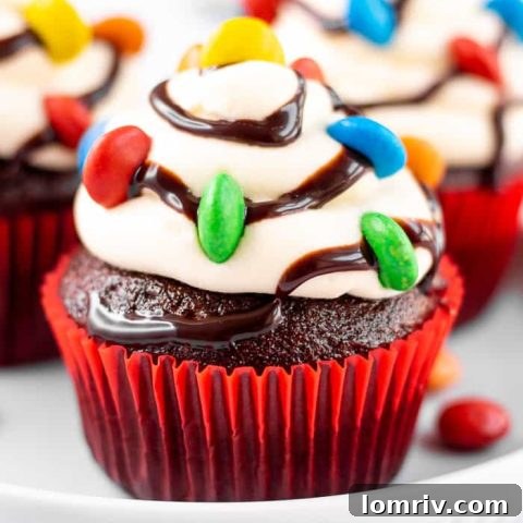Christmas Lights Chocolate Cupcakes