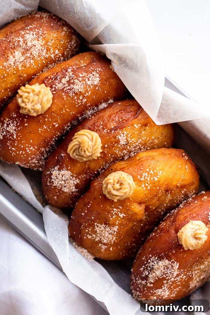 Close-up of freshly made Pumpkin Spice Bomboloni