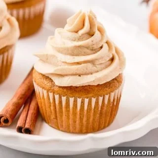 Pumpkin Spice Cupcakes with Brown Sugar Frosting