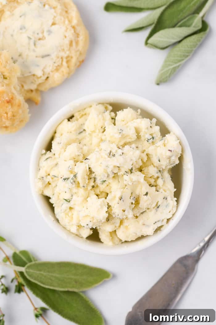 Freshly Made Thyme and Sage Compound Butter