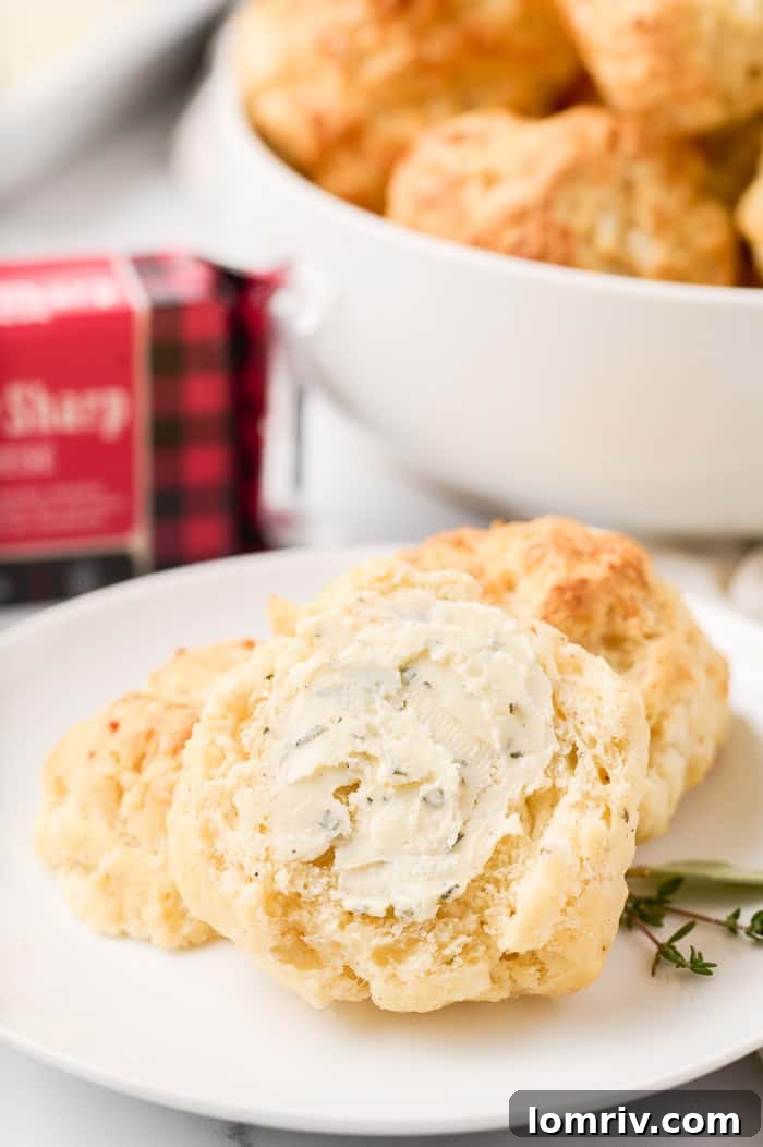 Warm Cheddar Biscuits with Thyme and Sage Butter Ready to Serve