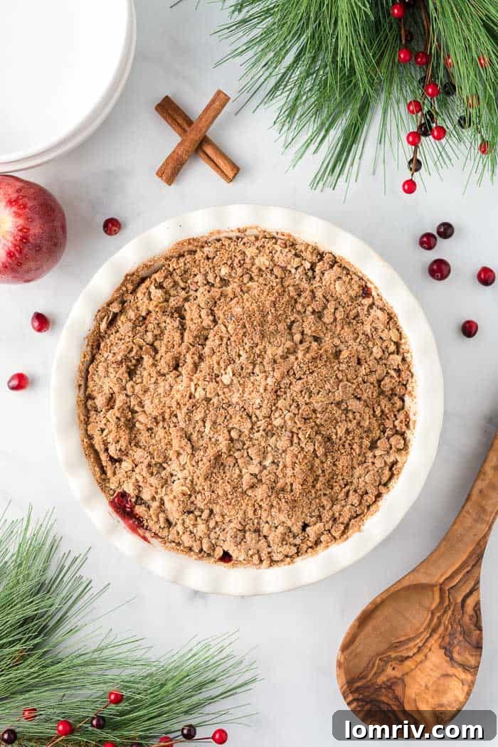 Delicious Cranberry Apple Crisp with a golden, crispy topping