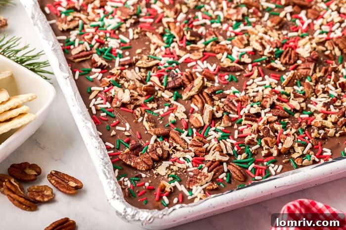 Close-up of a neatly cut piece of Christmas Cracker Candy