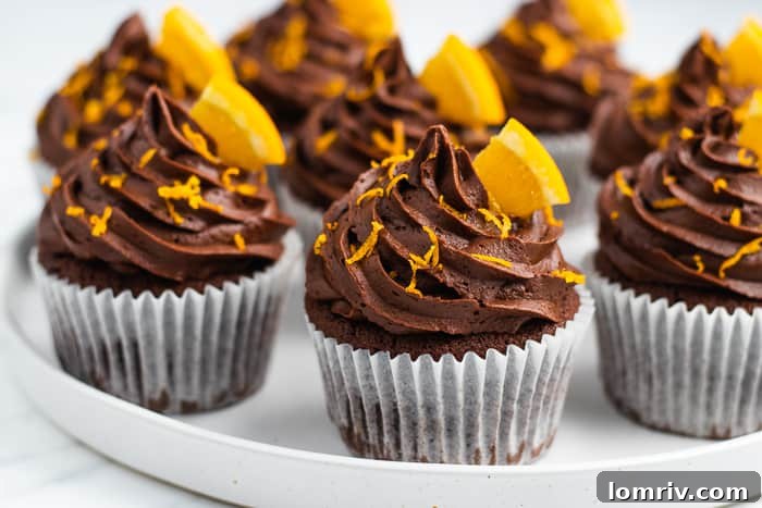 Delicious Chocolate Orange Cupcakes beautifully frosted