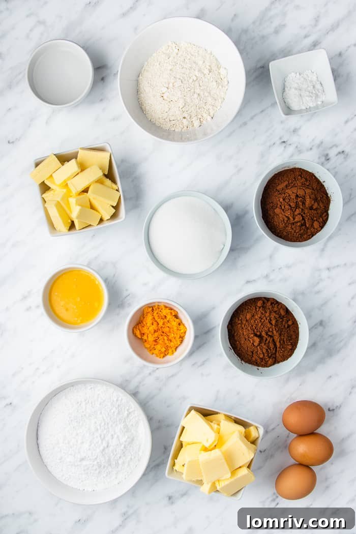 Ingredients for Chocolate Orange Cupcakes laid out