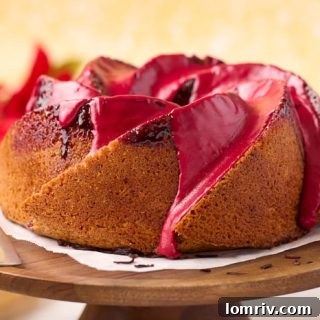 Fonio Pound Cake with Hibiscus Glaze