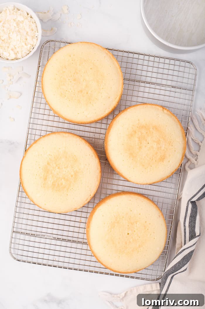 Cooling Baked Cake Layers on a Wire Rack