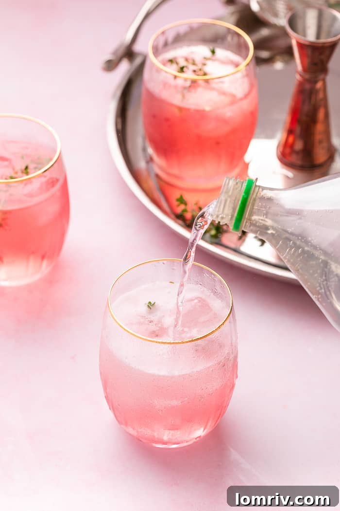 Multiple Pink Lemonade Cocktails ready to be served