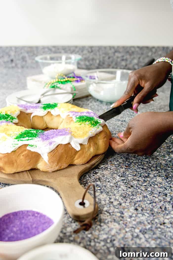 Decorating King Cake with Royal Icing