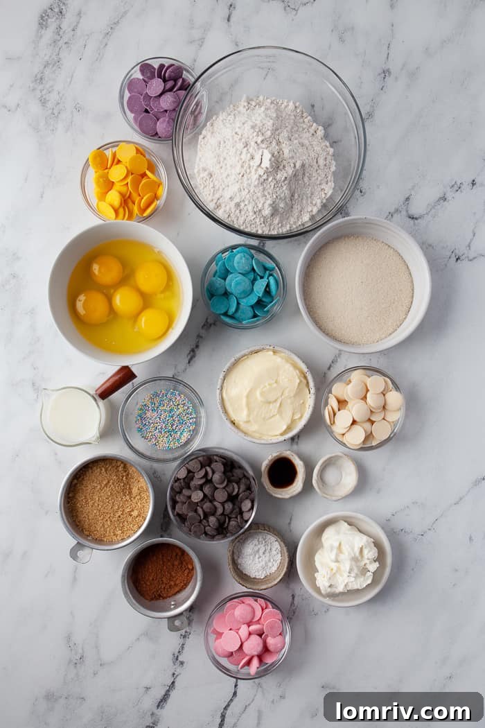 Ingredients for the chocolate cake base, including butter and sugar, laid out on a baking surface.