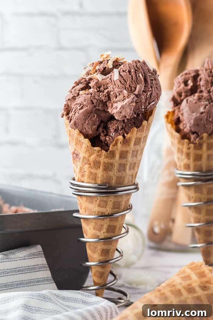 No Churn Chocolate Coconut Ice Cream