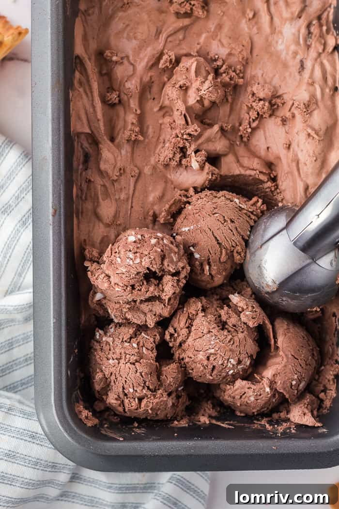 Smooth ice cream mixture in loaf pan