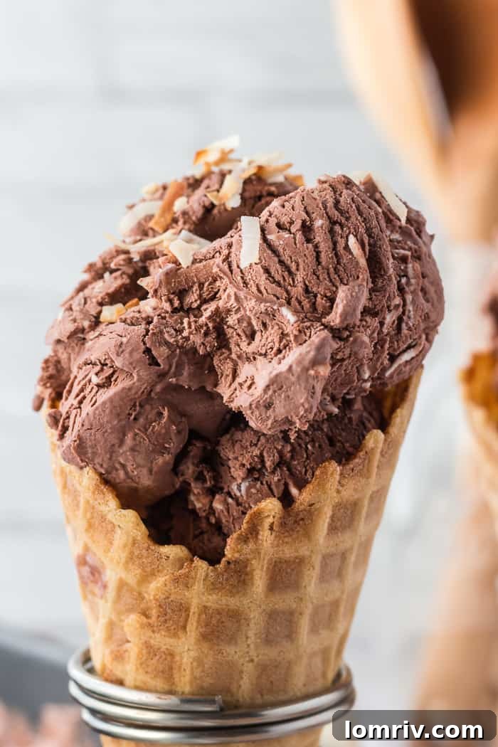 No Churn Chocolate Coconut Ice Cream