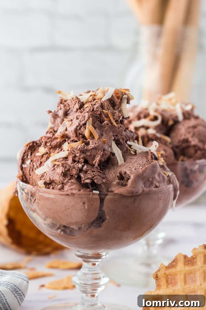 No Churn Chocolate Coconut Ice Cream