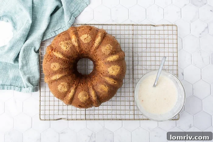 Carrot Bundt Cake cooling on a rack