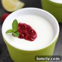 Buttermilk Panna Cotta with Raspberry Mint Compote