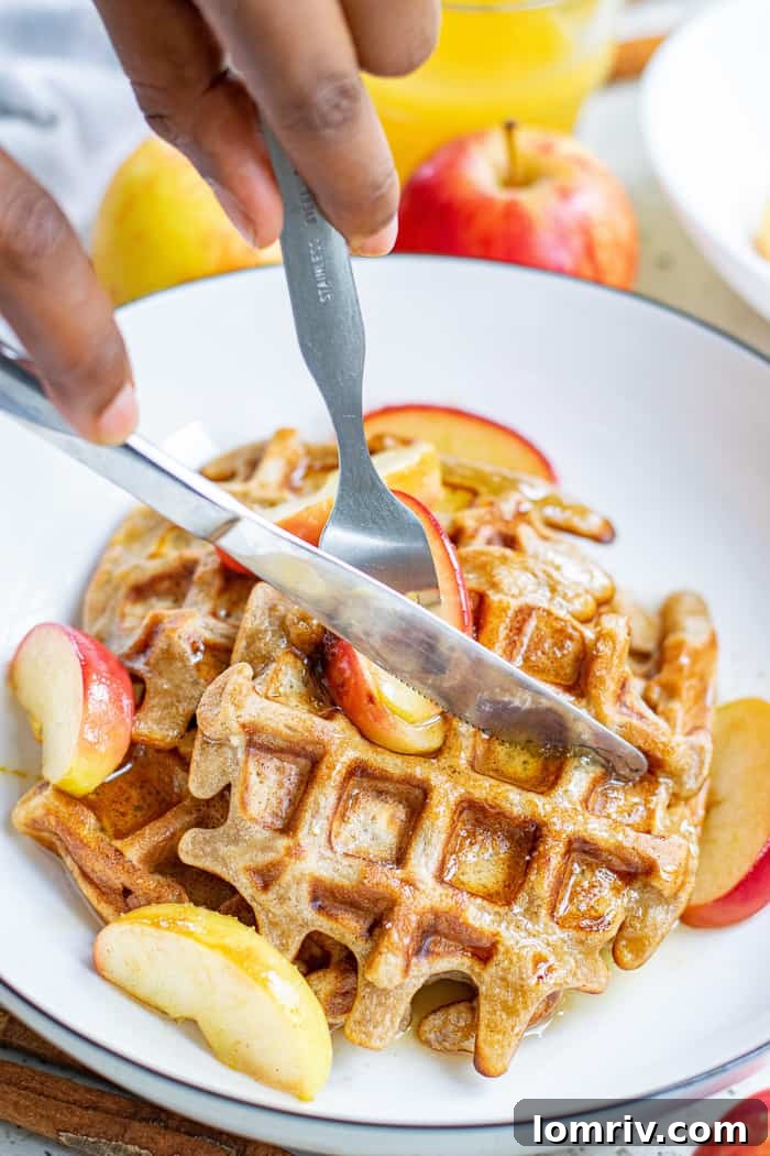Vegan Apple Cinnamon Waffles with fruit topping