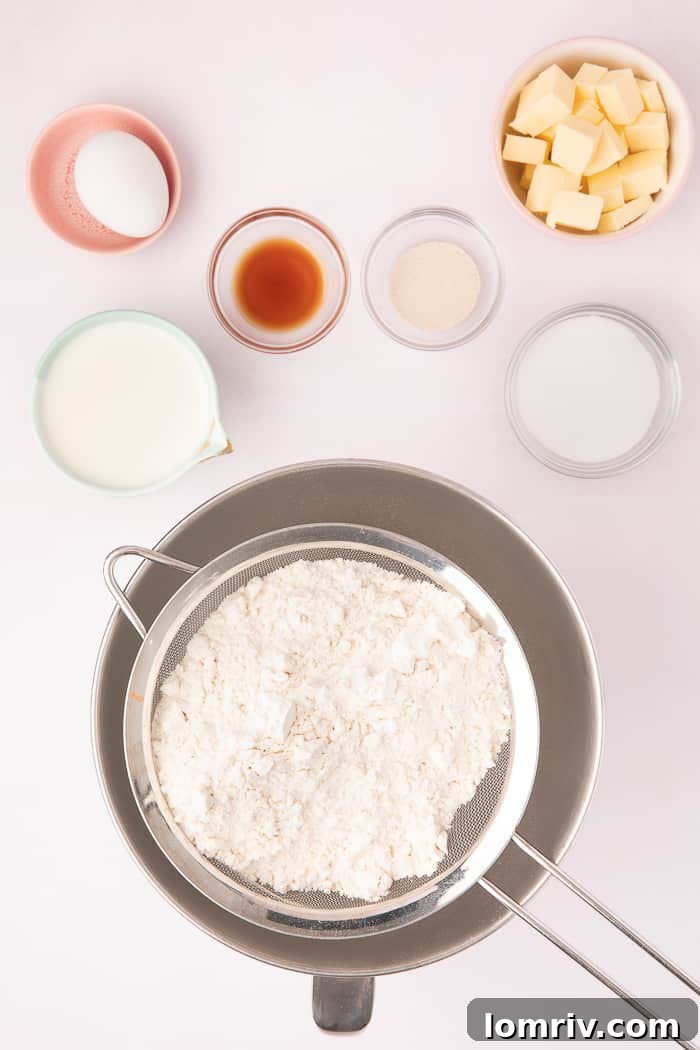 All the essential ingredients for Cinnamon Swirl Bread neatly laid out.