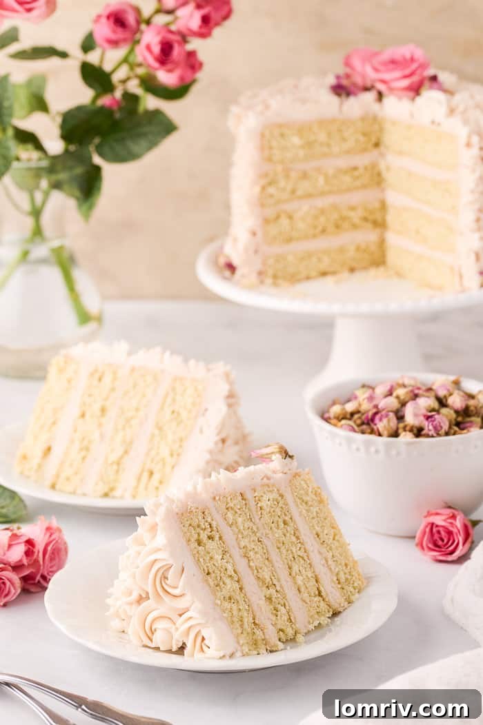 Ingredients laid out for making the Vanilla Rose Layer Cake.