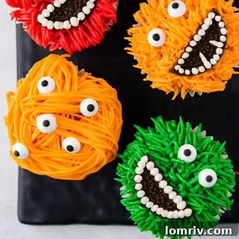 Cute Halloween Monster Cupcakes