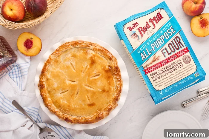 Fresh peaches and baking ingredients for homemade peach pie