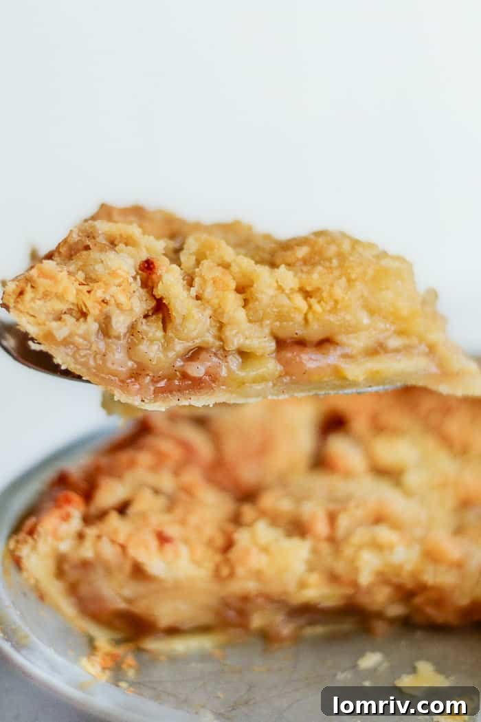 A slice of Dutch apple pie