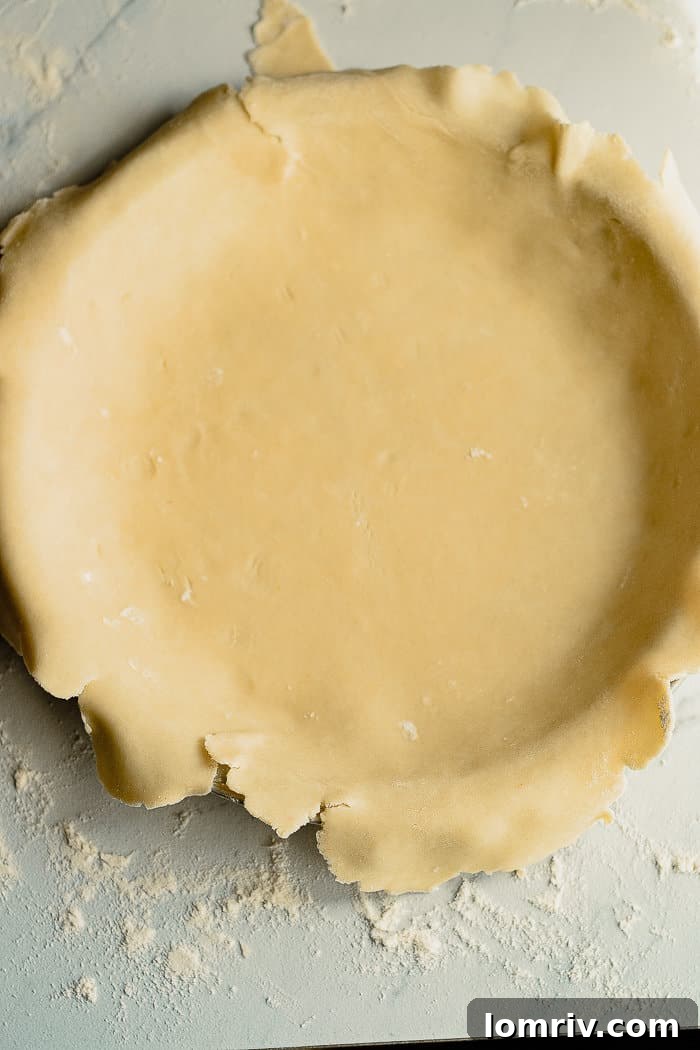 Pie crust on a pie plate